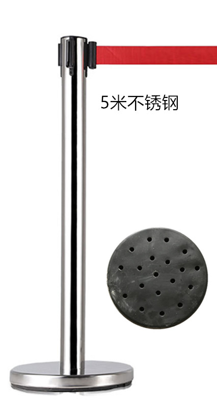 加厚不锈钢警戒护栏杆座一米线安全隔离带银N行排队围栏伸缩警示