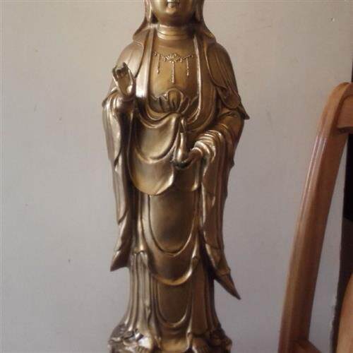 铸铜救世主观音菩萨塑像雕塑艺术品摆件敲铜锻铜雕刻室内树脂仿铜