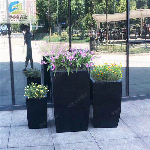户外玻璃钢花箱方形园林花盆大型移动种植箱商场组合花钵广场花器