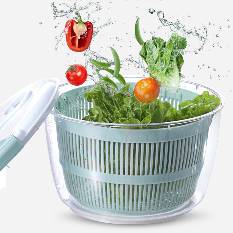 家用蔬菜脱水器水果沥水篮甩干机手摇厨房创意手动沙拉洗菜甩水盆