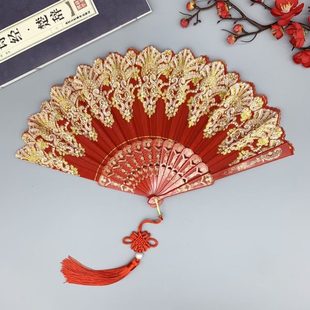 舞蹈拍照道具汉服 马面裙演子国风表演出折扇儿童古风扇配饰新中式