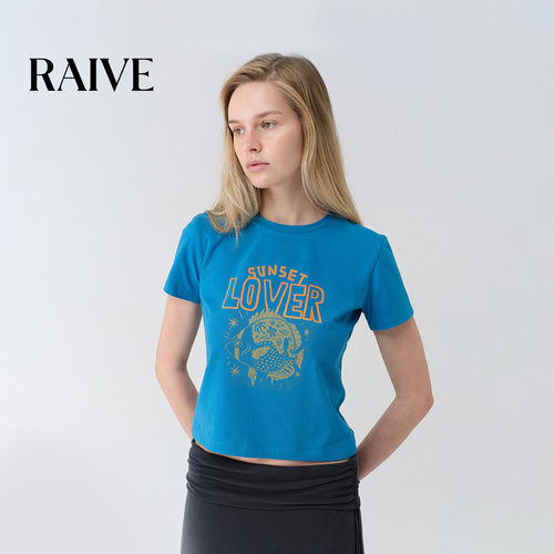 RAIVE字母海洋印花T恤