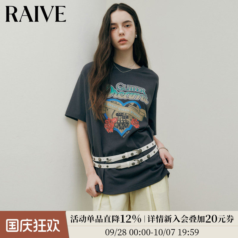 RAIVE心玫瑰浪漫氛围短袖T恤图片