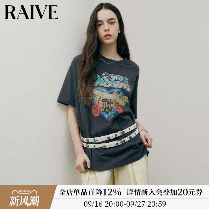 RAIVE心玫瑰浪漫氛围短袖T恤图片