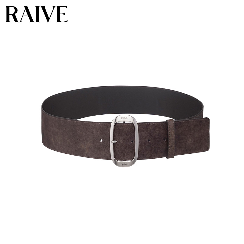 RAIVE方圆金属扣头宽版腰带