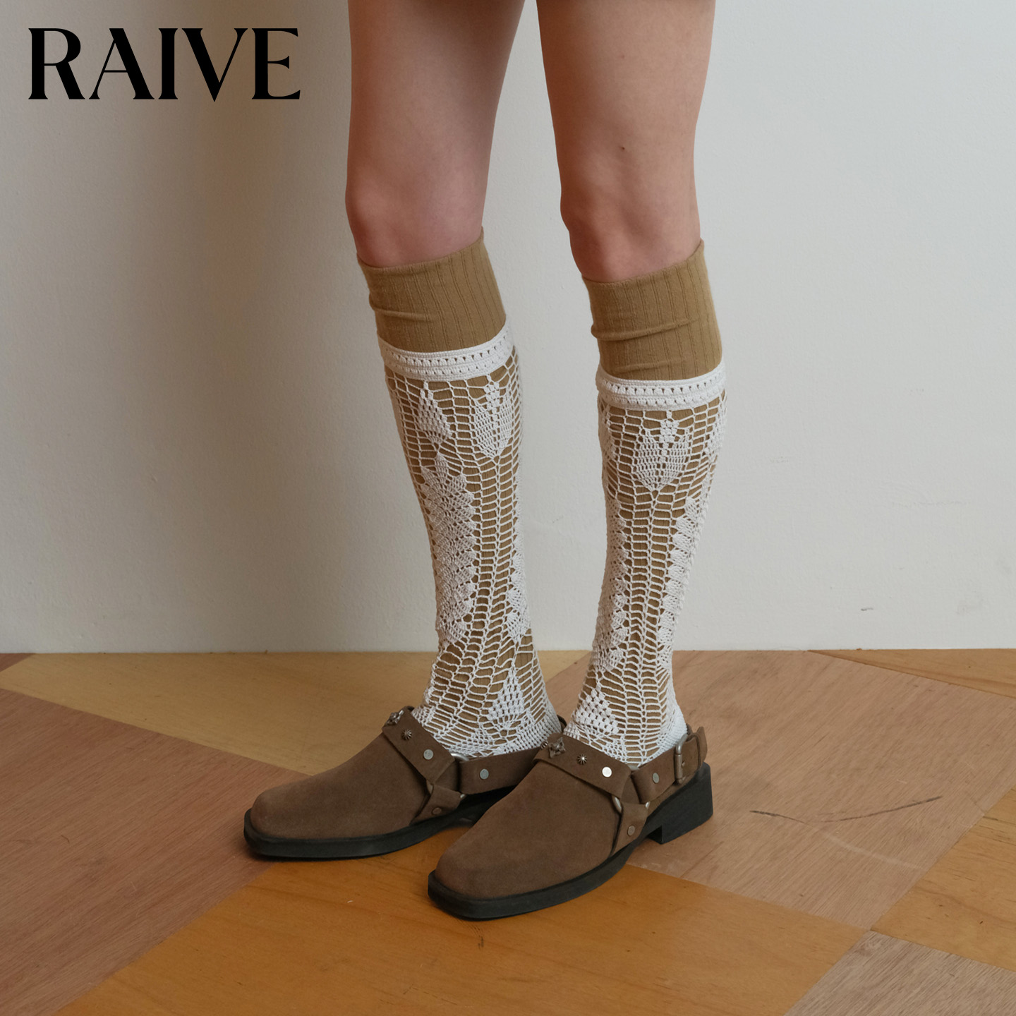 RAIVE通勤气质一脚蹬复古方头鞋