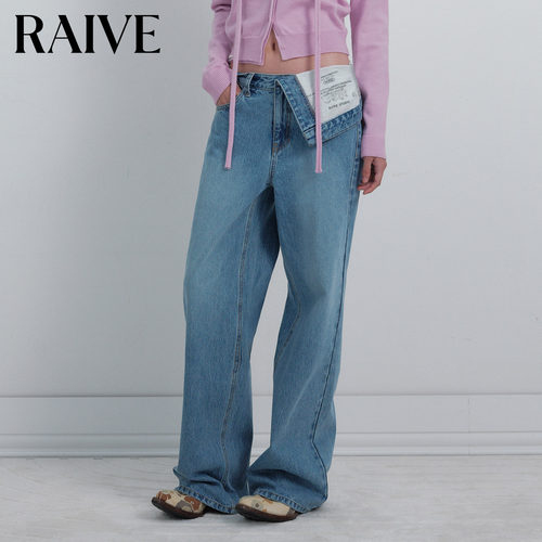 RAIVE不对称设计直筒牛仔裤