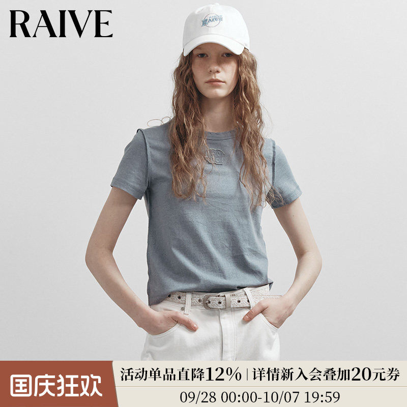RAIVE正肩韩系打底基础款logoT恤图片