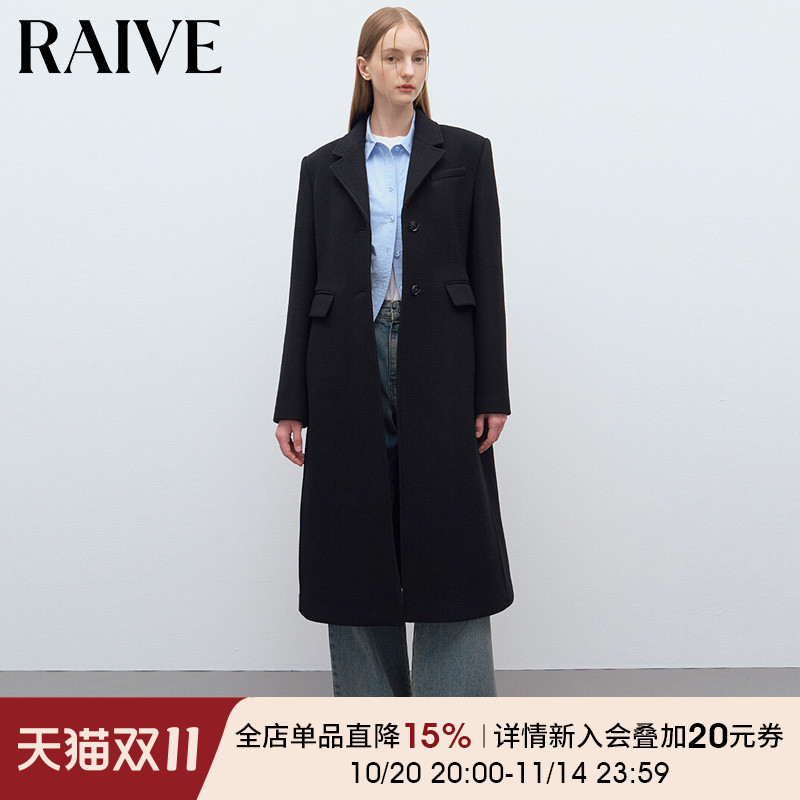 RAIVE长款纯羊毛呢大衣