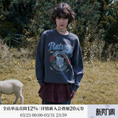 RAIVE柔雾花园卫衣2026春季 韩系复古圆领上衣 女宽松logo印花新款