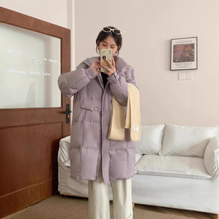 25冬季新韩版长款连帽羽绒服女宽松加厚鸭绒外套AA714