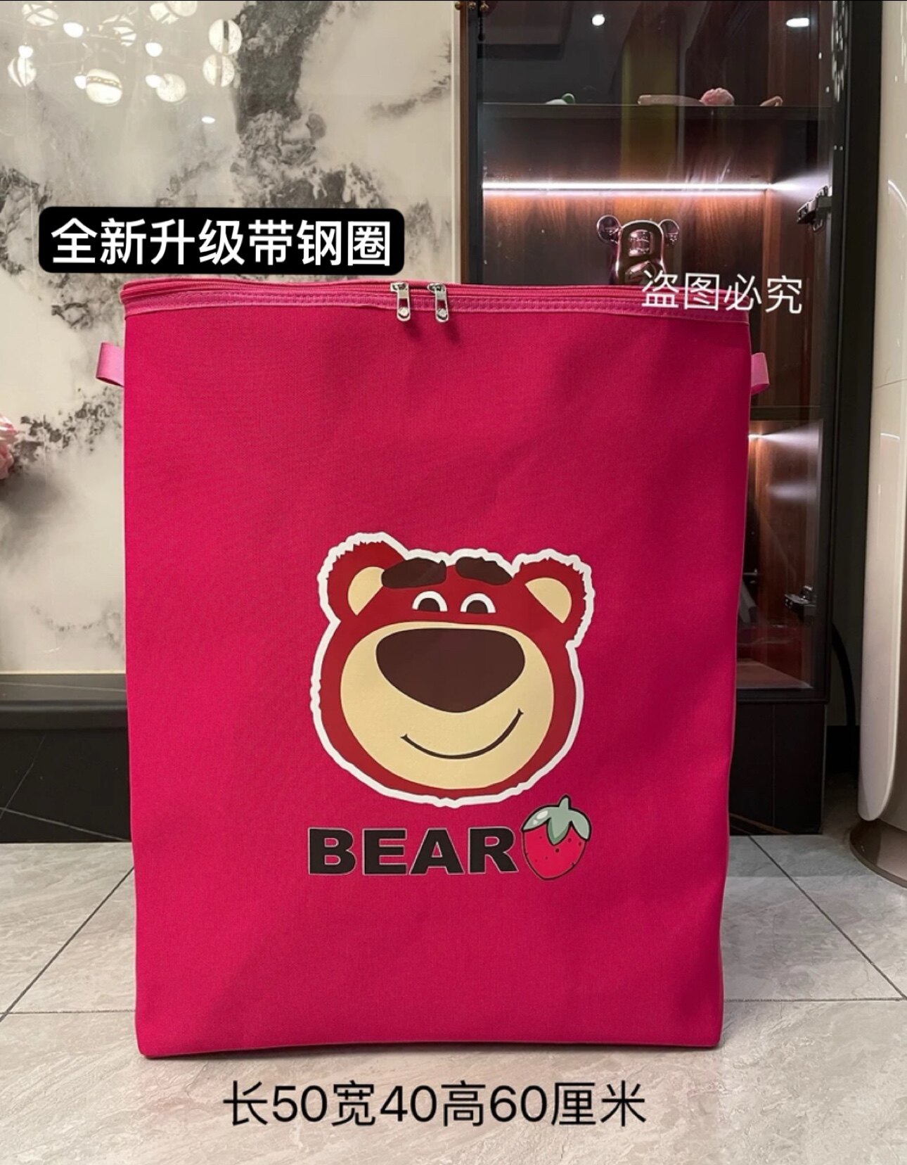 加厚帆布带钢圈衣服被子大容量带盖搬家打包收纳袋防潮防霉防水渍