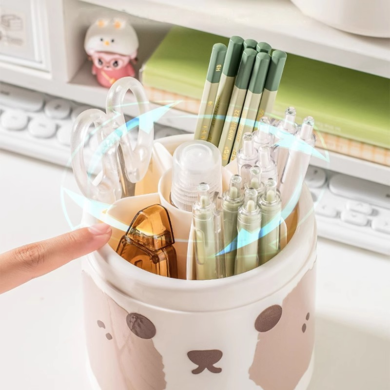 旋转收纳筒分格桌面眉笔子桶品