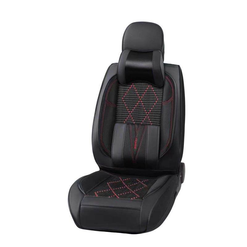 新款汽车坐垫皮革加冰丝全包围四季通用座垫夏季透气冰丝座椅座套
