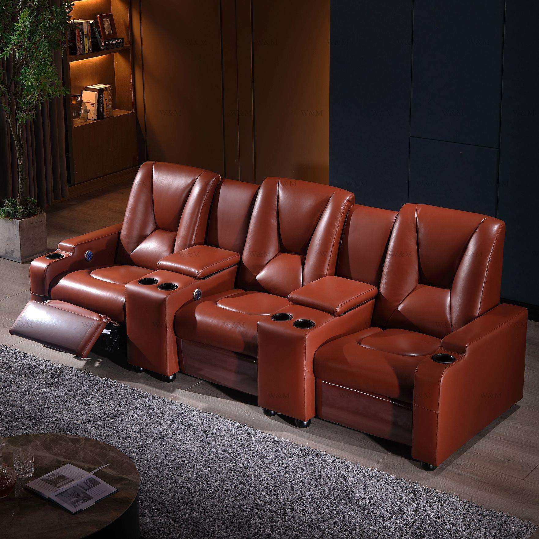 别墅家庭影院沙发影视厅豪华功能真皮组合电动沙发观影影音室沙发