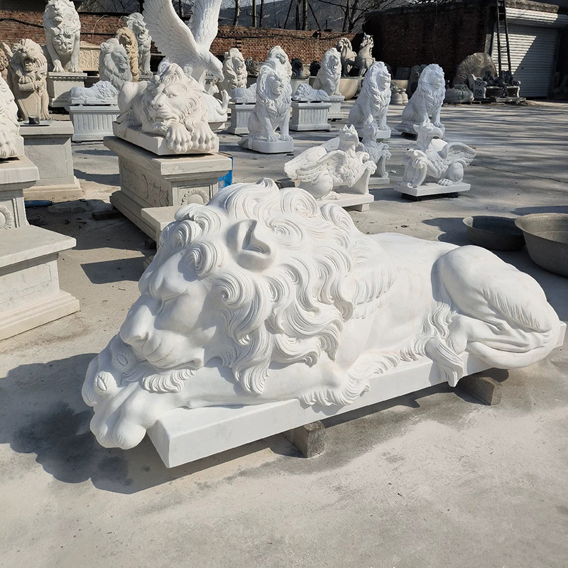 汉白玉欧式石狮子一对门口摆件
