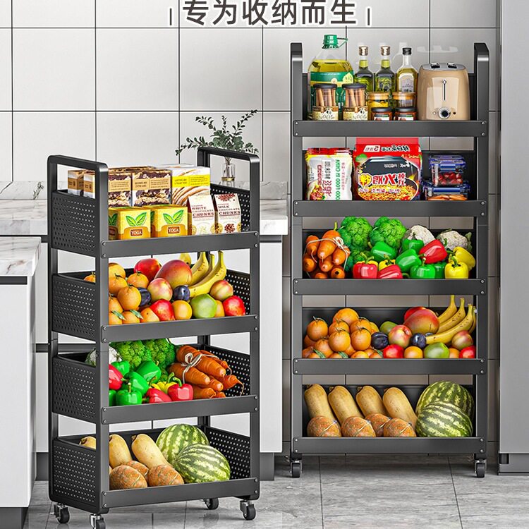 批发厨房蔬菜置物架落地多层小推车加厚菜篮子收纳储物货架加粗特