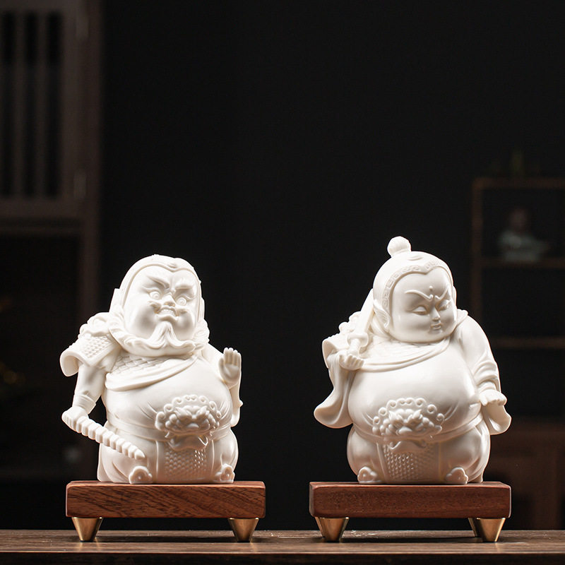陶瓷哼哈二将门神一对摆件