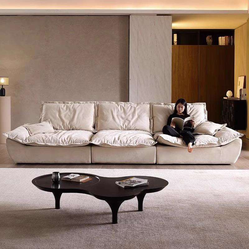帆船沙发超宽坐深羽绒乳胶现代简约奶油猫抓布异形可移动靠背沙发