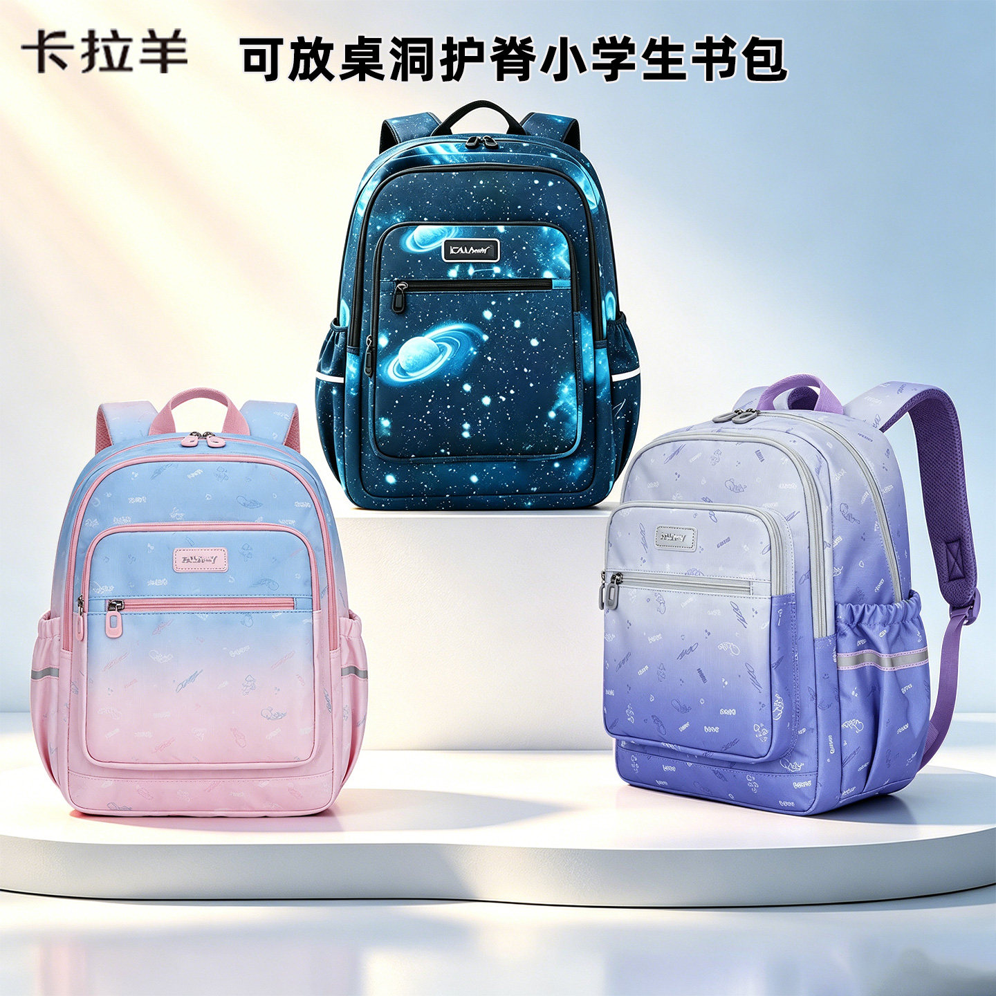 卡拉羊小学生护脊减负双肩书包