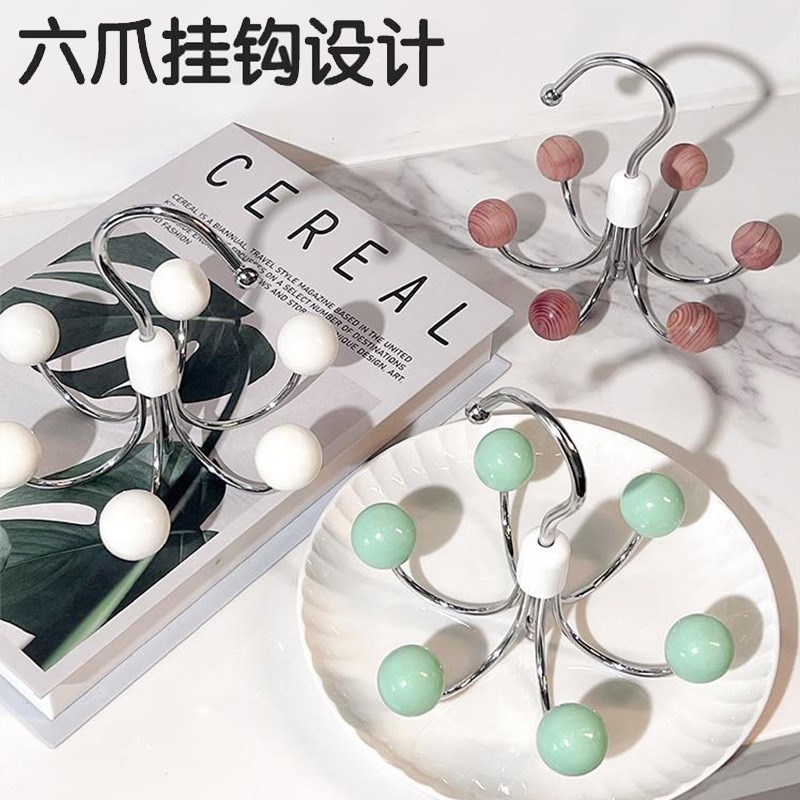 单个装可旋转六爪挂钩挂包架家用简约内衣衣帽挂钩免打孔收纳神器