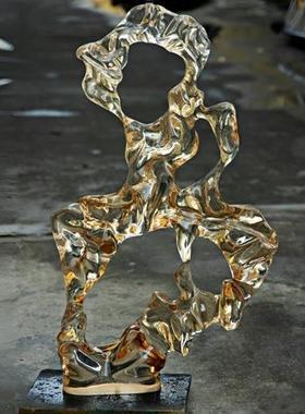 现代新中式透明树脂太湖石桌面摆件办公室家居客厅玄关装饰品