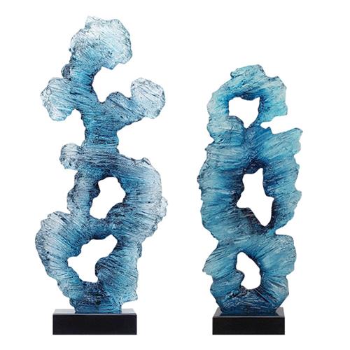 现代酒店玄关创意抽象摆件透明树脂太湖石雕塑别墅样板房软装饰品