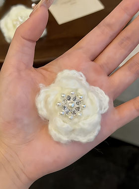 温柔氛围感白色雪花线发夹圣诞百搭气质优雅侧边夹碎发女头饰