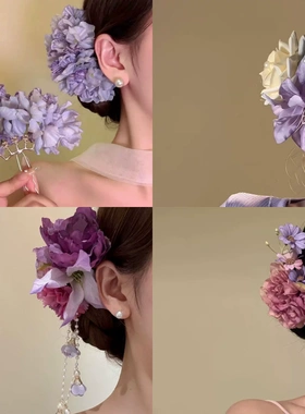 2026年新款【紫苑初醒】春夏氛围感紫色花朵发夹唯美气质头花发卡