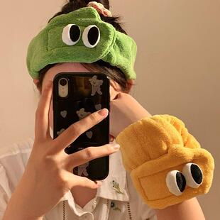 可爱发带洗脸发箍女敷面膜头饰蛇年卡通毛绒束大眼睛冬季头箍洗漱