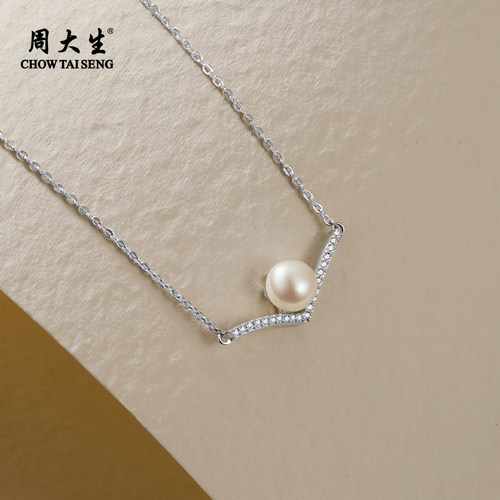 周大生淡水珍珠银项链