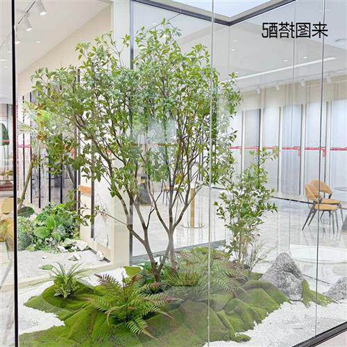 仿真青枫树绿枫树大型室内装饰假树客厅落地造景北欧ins绿植红枫