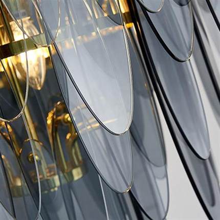 简约客厅吊灯后现代个性书房餐厅圆形电镀玻璃酒店LED灯具