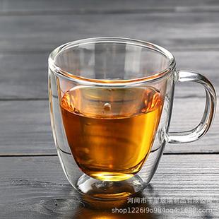 高硼硅双层防烫玻璃杯大容量双层玻璃水杯家用双层杯子ins高颜值