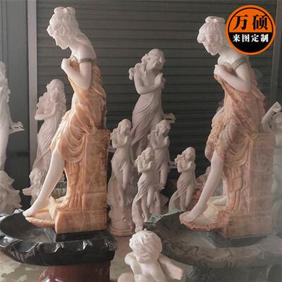 石雕西方人物小天使四季女神雕塑汉白玉大理石欧式园林摆件