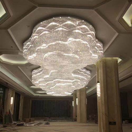 豪华酒店工程吊灯非标圆圈水晶灯艺术圆圈组合设计造型灯咖啡店吊