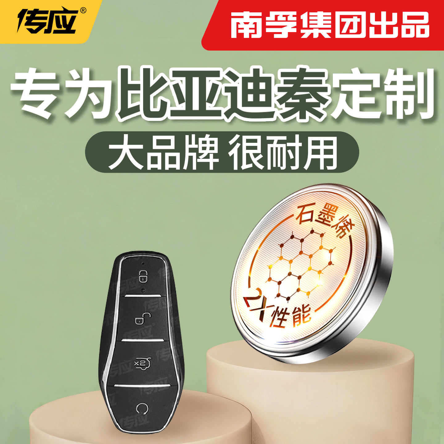 【南孚传应】适用于比亚迪秦纽扣电池汽车钥匙cr2032遥控器2025电子2450型号大容量