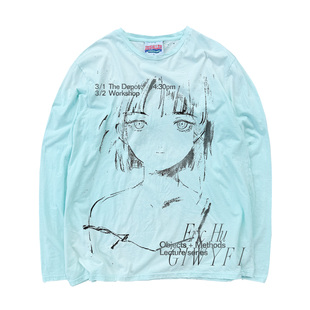 十卟SHIBU lain铃音小众二次元日系动漫小众长袖T恤水洗做旧吊染