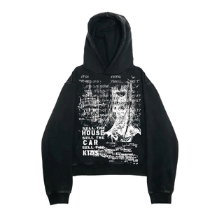 十卟 SHIBU 阴郁风漫画少女机车穿搭轻亚文化叛逆男女同款棉卫衣