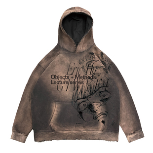 十卟 SHIBU 二次元日漫细腻插画黑红穿搭亚文化质感宽松个性卫衣