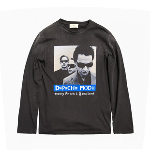 十卟SHIBU Depeche Mode乐队摇滚朋克美式做旧街头长袖T恤宽松