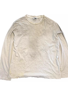 十卟SHIBU 水洗做旧remake底衣休闲百搭纯色脏脏长袖超薄T恤tee