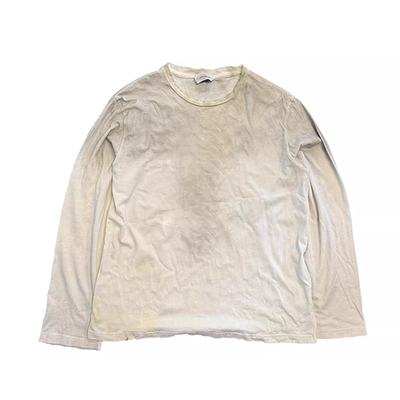 十卟SHIBU 水洗做旧remake底衣休闲百搭纯色脏脏长袖超薄T恤tee