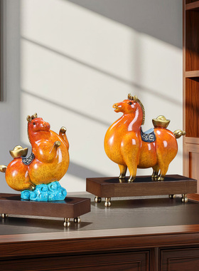 马上有钱黄铜马摆件创意家居客厅桌面装饰新马年春节乔迁开业礼品