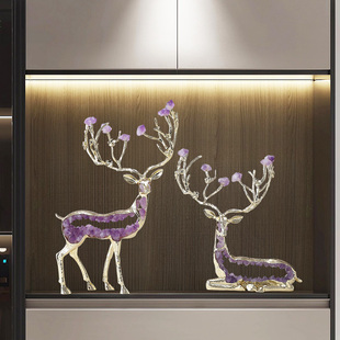 东方禧一鹿生财水晶鹿摆件轻奢客厅玄关办公室桌面装饰品乔迁礼物