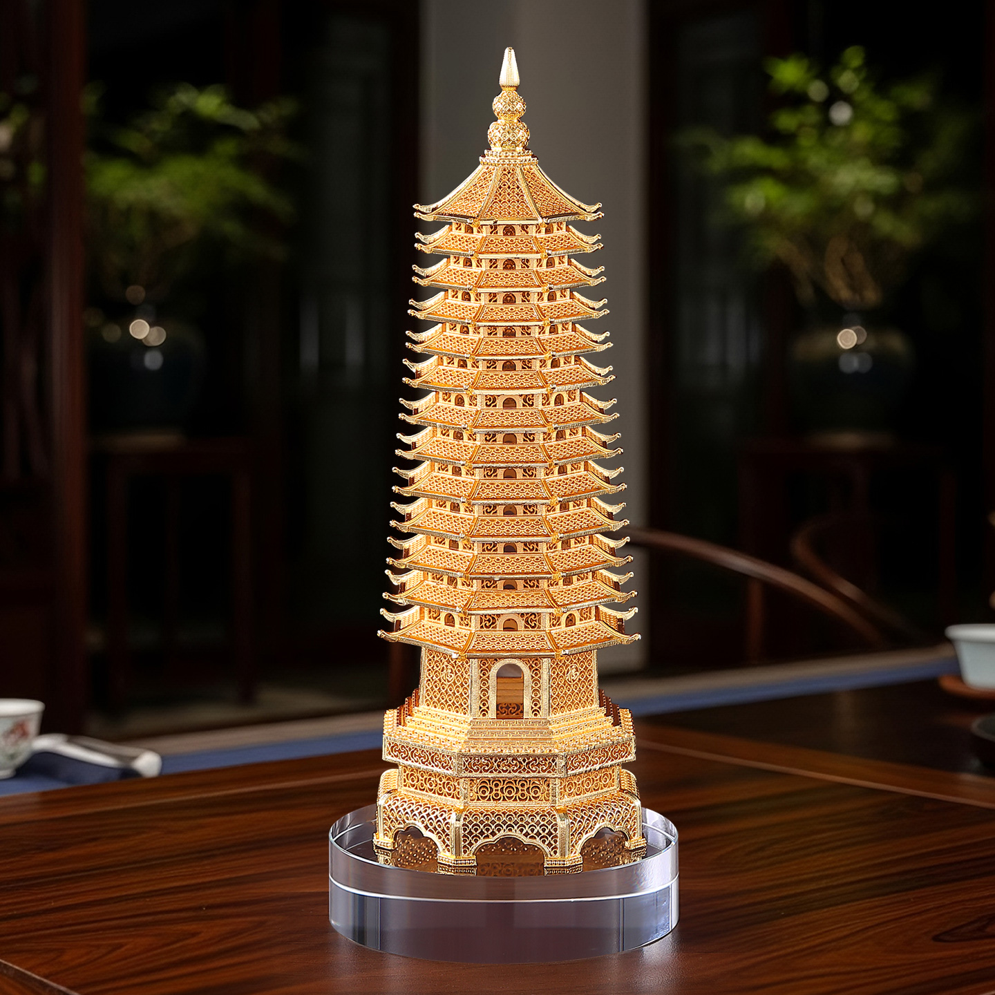 金色黄铜花丝13层文昌塔摆件书桌高考金榜题名家居办公室书房礼品