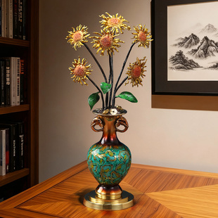 向阳花开一举夺魁向日葵铜摆件客厅办公室桌面治愈系礼物乔迁礼品