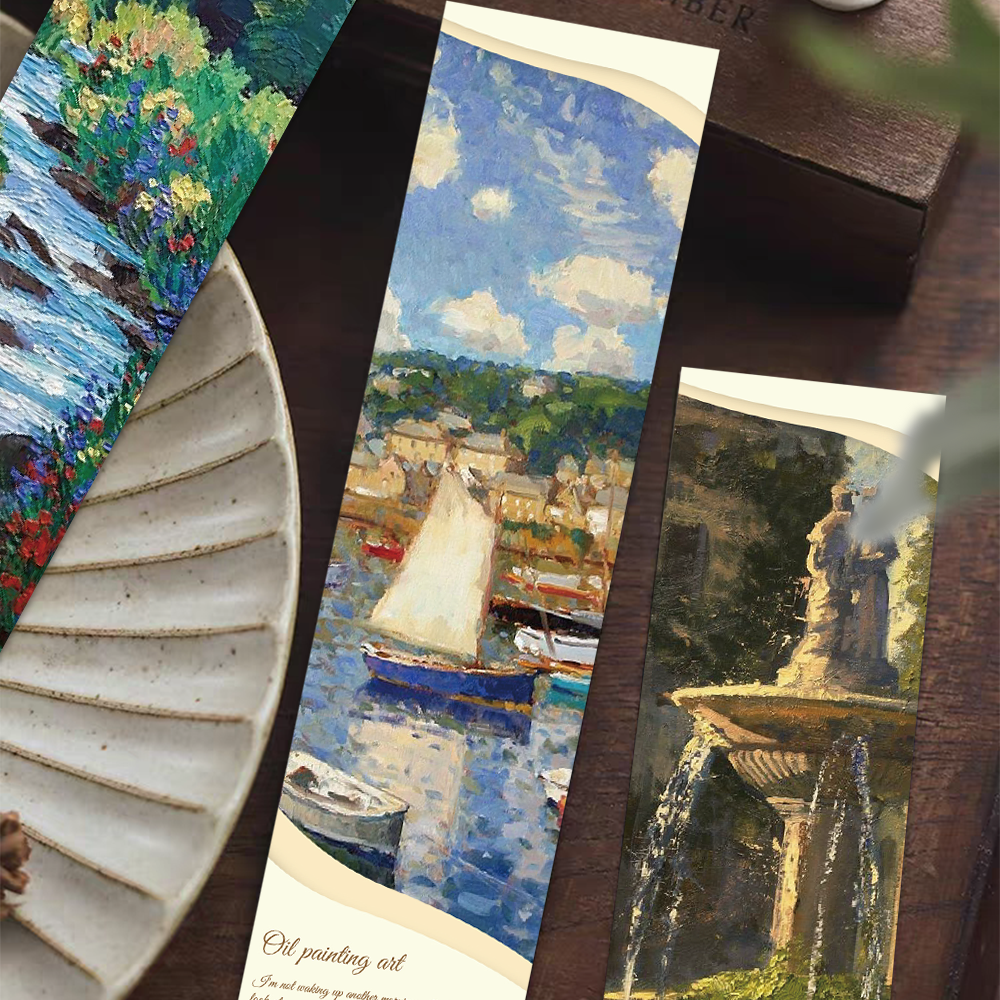 油畫書簽文藝ins風手帳素材