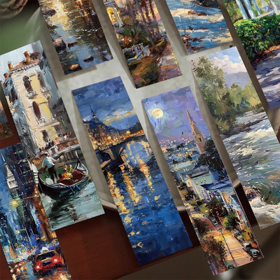 油画风景书签阅读书页书籍标注