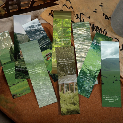 小清新风绿色风景书签